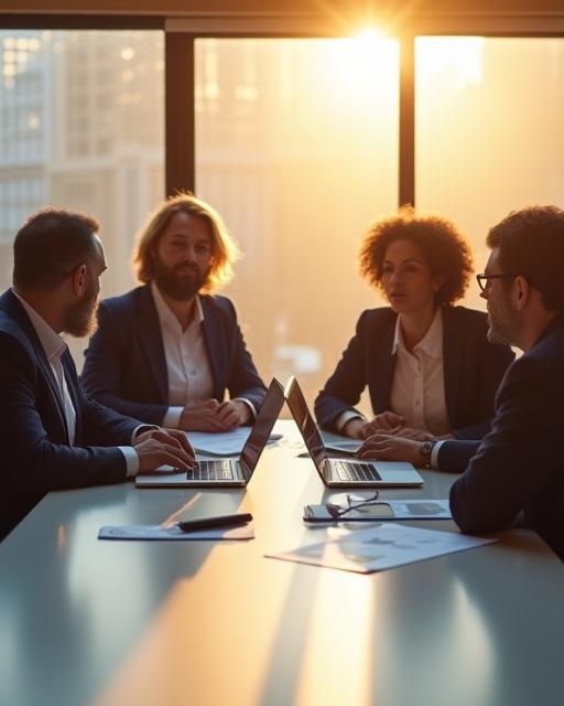 Executive board meeting in high-rise NYC office