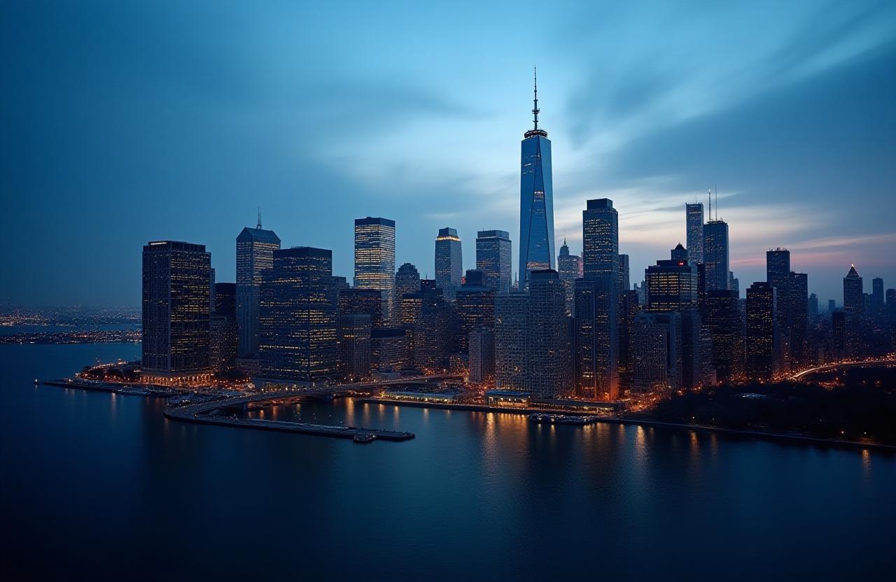 New York City Business District Skyline