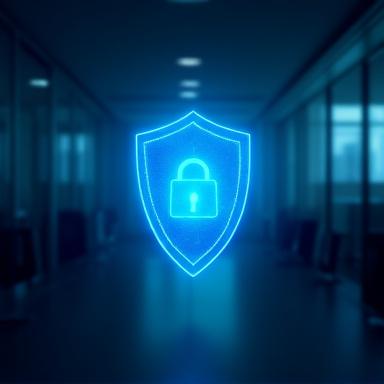 Abstract shield representing data protection and security in a corporate environment