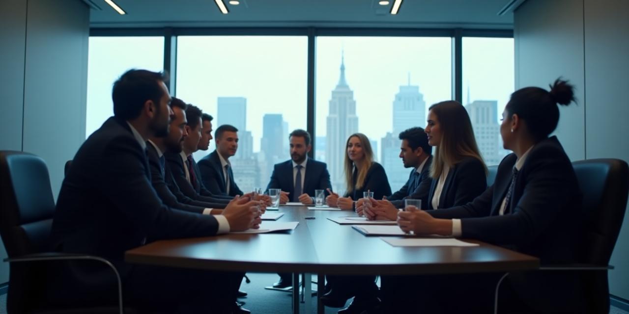 Executives collaborating in a high-rise New York boardroom